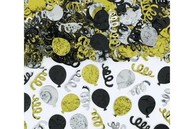 Balloons &amp; Streamers Metallic Confetti Table Scatter Decoration, Gold/Silver/Black, 2.5-oz
