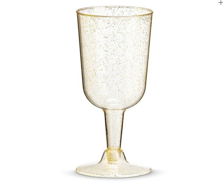 Glitter Premium Plastic Wine Cups – 6oz, 6ct, Color: Gold