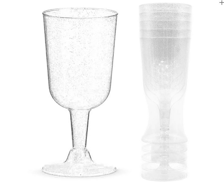 Glitter Premium Plastic Wine Cups – 6oz, 6ct