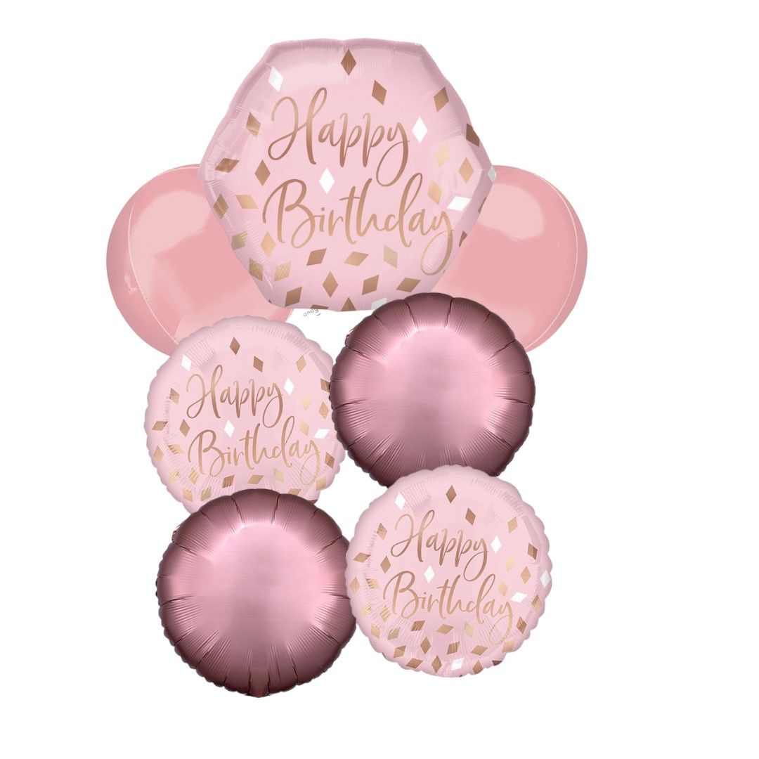 Deluxe Balloon Bouquet – Blush Birthday | 7-Piece Set