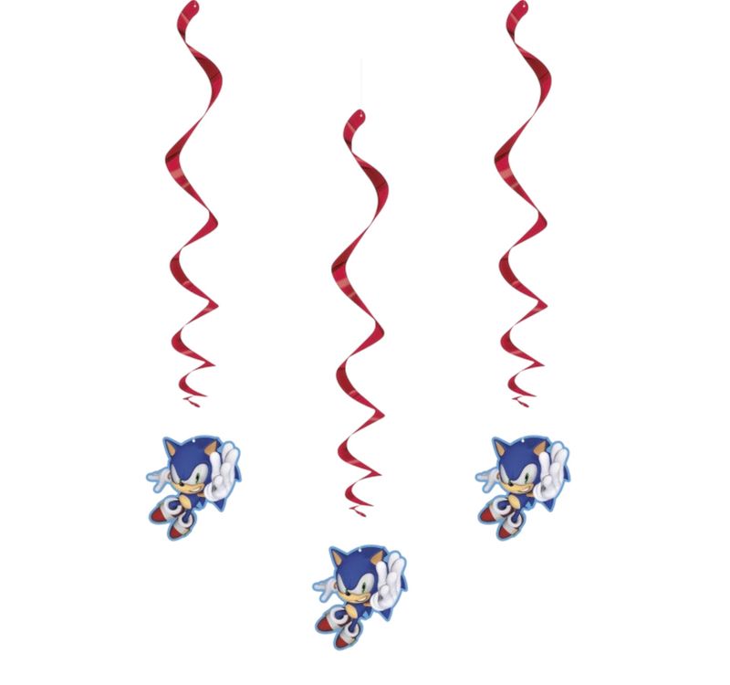 Sonic the Hedgehog Hanging Swirl Decorations | 3-Count