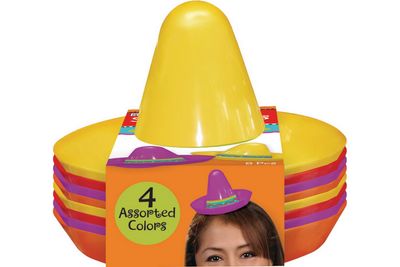 Fiesta Mini Plastic Sombrero Hats, Multi-Coloured, One Size, 8-pk