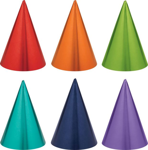 Balloon Birthday  Cone Party Hats, Multi-Coloured, One Size, 12-pk