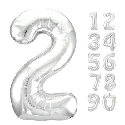Silver Foil Number Balloons 34 inch