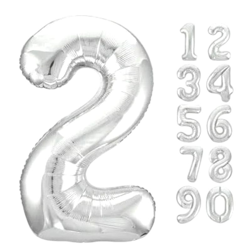 Silver Foil Number Balloons 34 inch