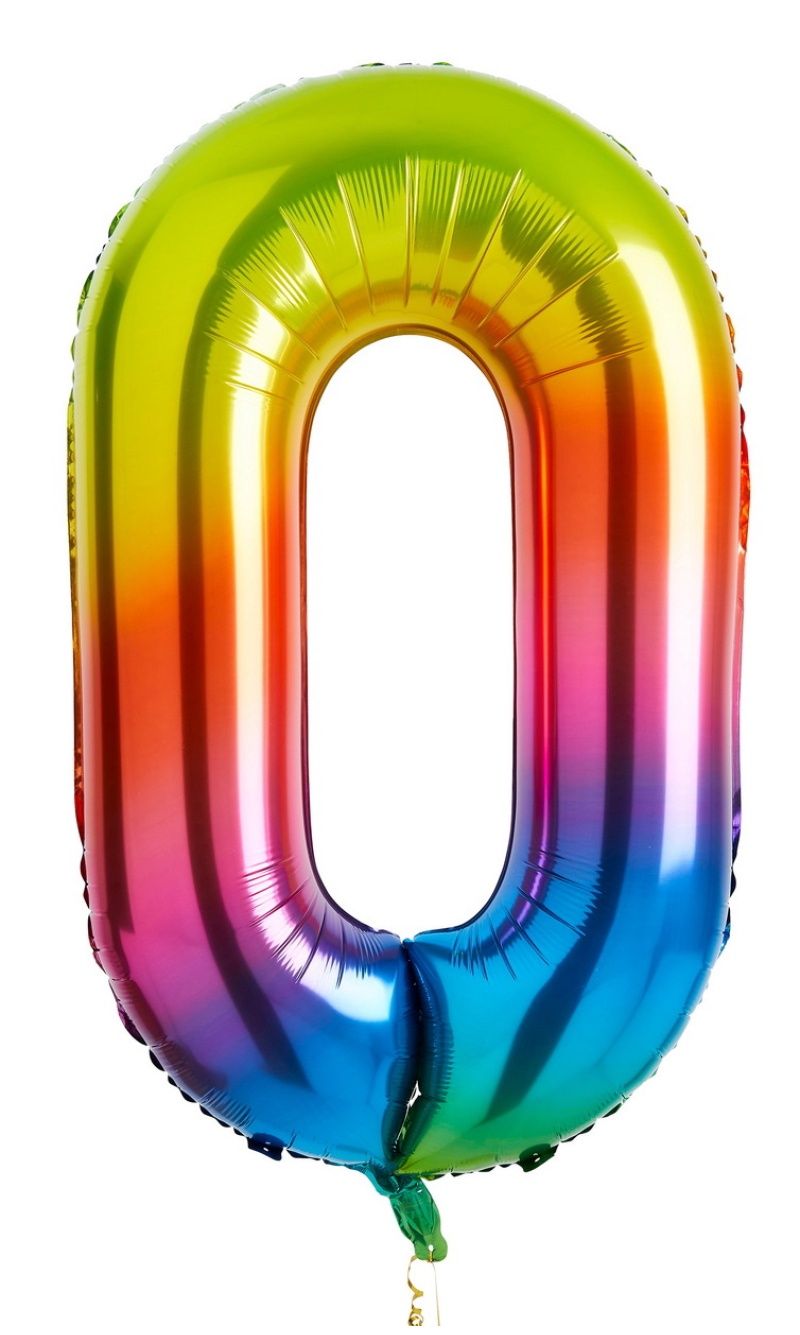 Rainbow Foil Number Balloon 34 inch, NUMBER: 0