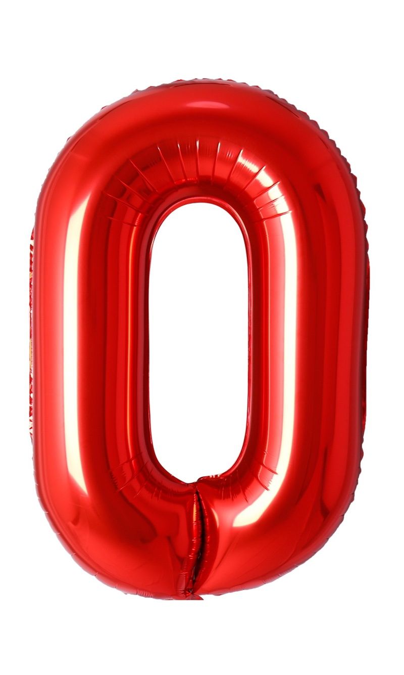 Red Foil Number balloons 34 inch, NUMBER: 0
