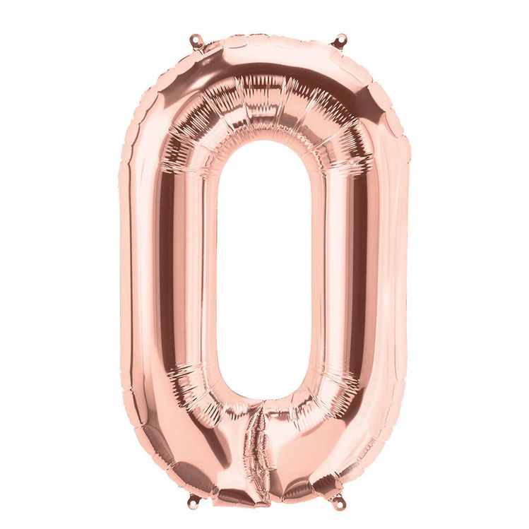 Rose Gold Foil Number Balloon 34 inch, NUMBER: 0