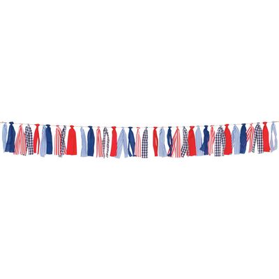 Patriotic Fabric Ribbon Garland – 6FT