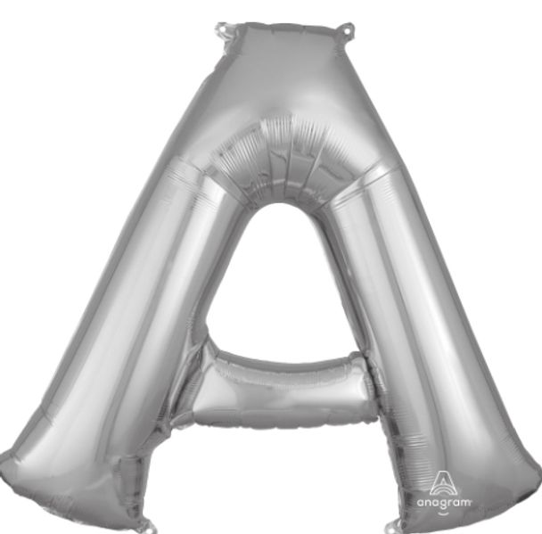 Silver Foil Letter Balloons – 34 Inch, LETTERS: A