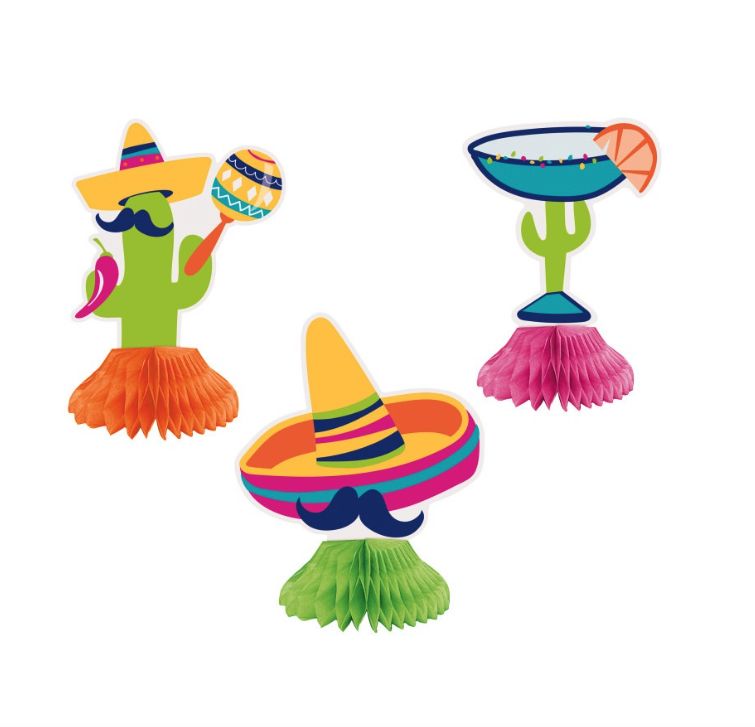 Boho Fiesta Mini Honeycomb Centerpieces  3ct