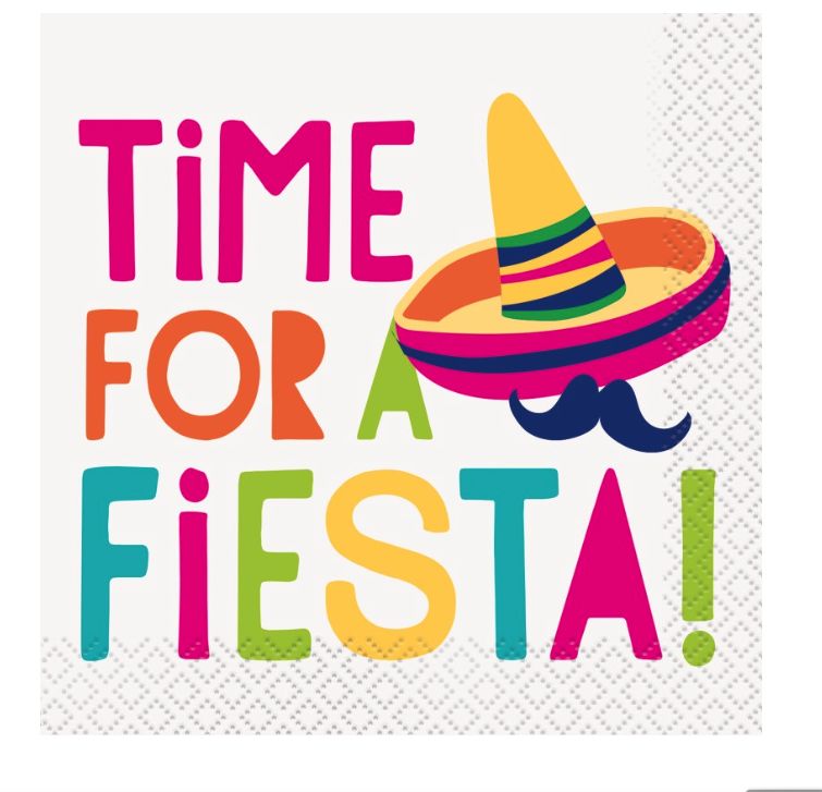 Time for a Fiesta Beverage Napkins  16ct