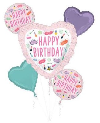 Happy Birthday Spa Party, 5-Piece Balloon Bouquet