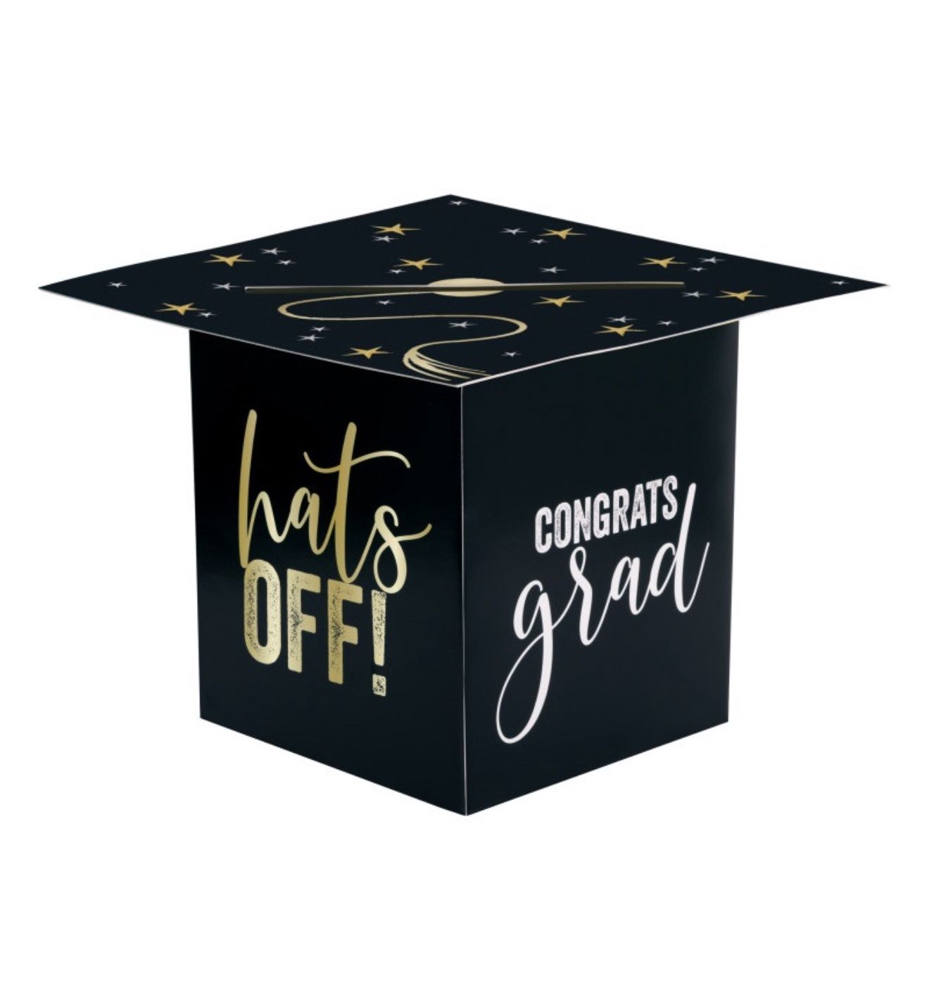 Golden Star Graduation Cap-Shaped Card Box – 11" x 11" x 8.25"