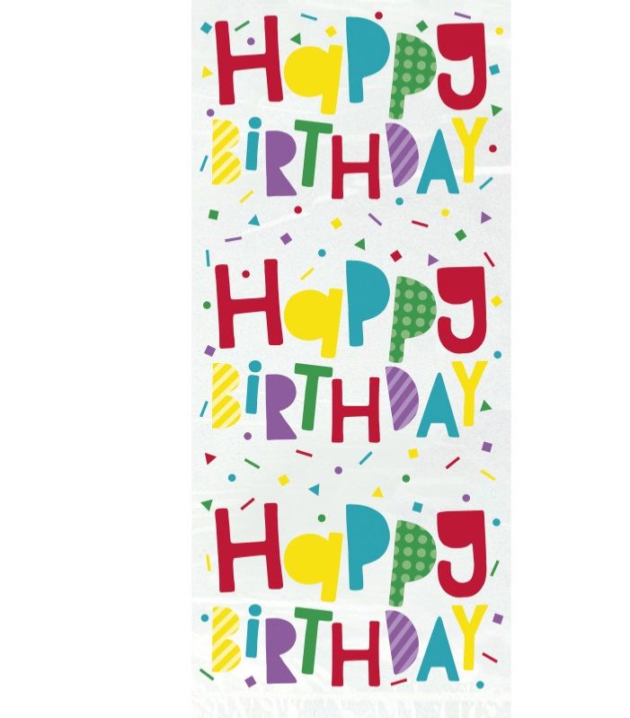 Colorful Happy Birthday Cellophane Bags – 20ct