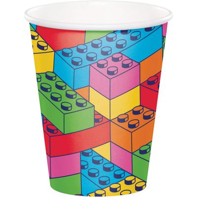 Block Bash Paper Disposable Cups, Multi-Colour, 9-oz, 8-pk