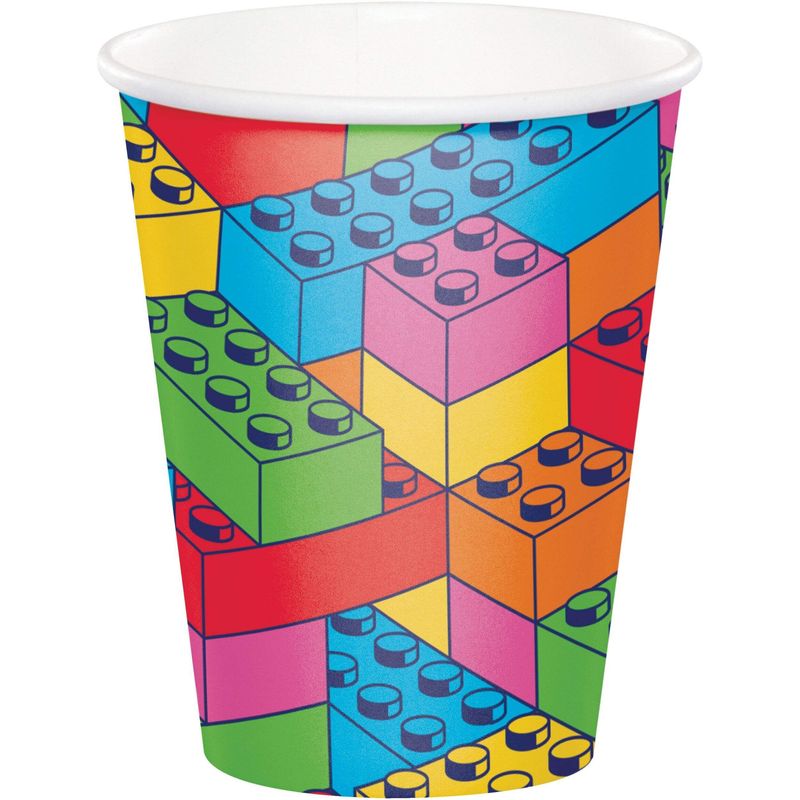 Block Bash Paper Disposable Cups, Multi-Colour, 9-oz, 8-pk