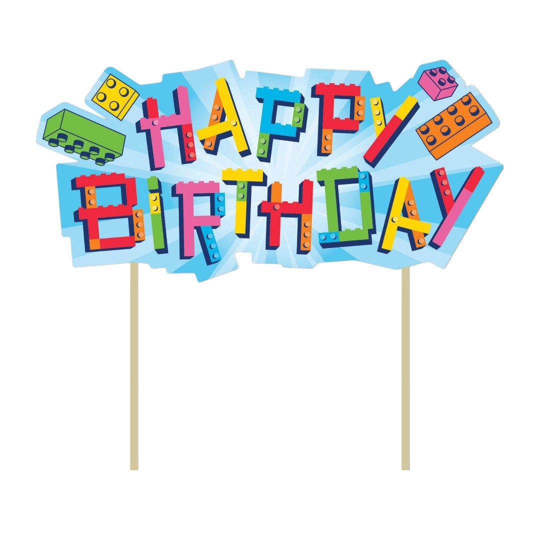 Block Bash Cake Topper 7&quot; x 7.75&quot;