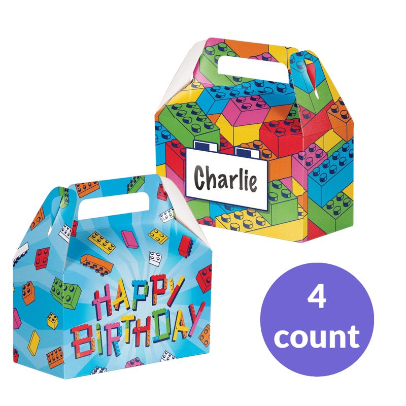 Block Bash Treat Box with Name Tag, 4-pk