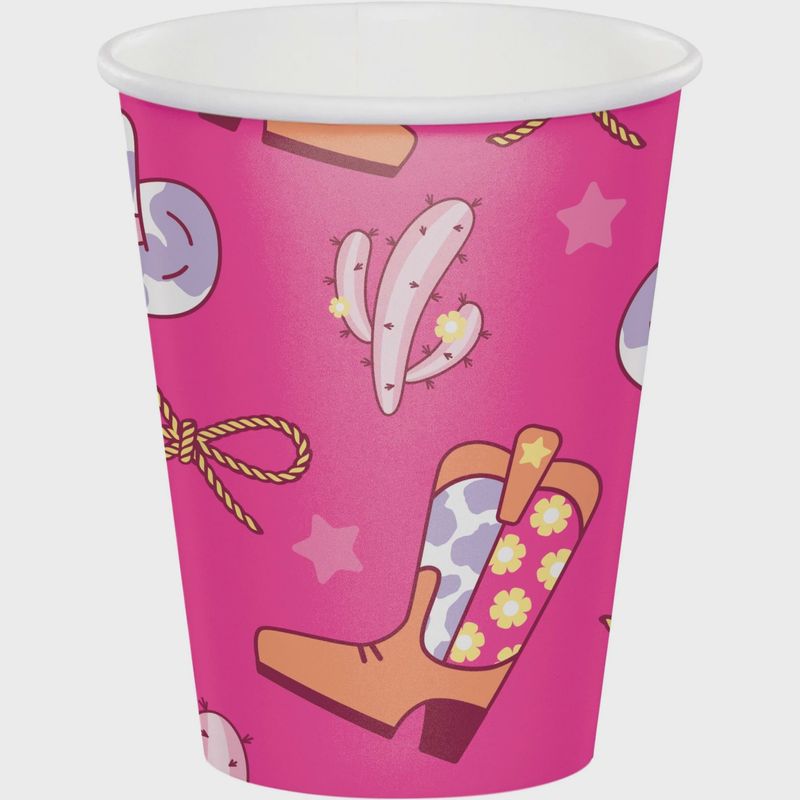 Boots and Bows Birthday Paper Cups, 9 Oz, 8 Count