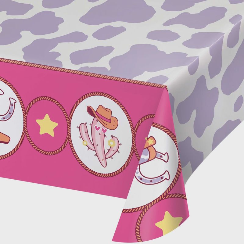 Boots and Bows Birthday Rectangular Paper Table Cover, 54 x 96 Inches, 1 Count