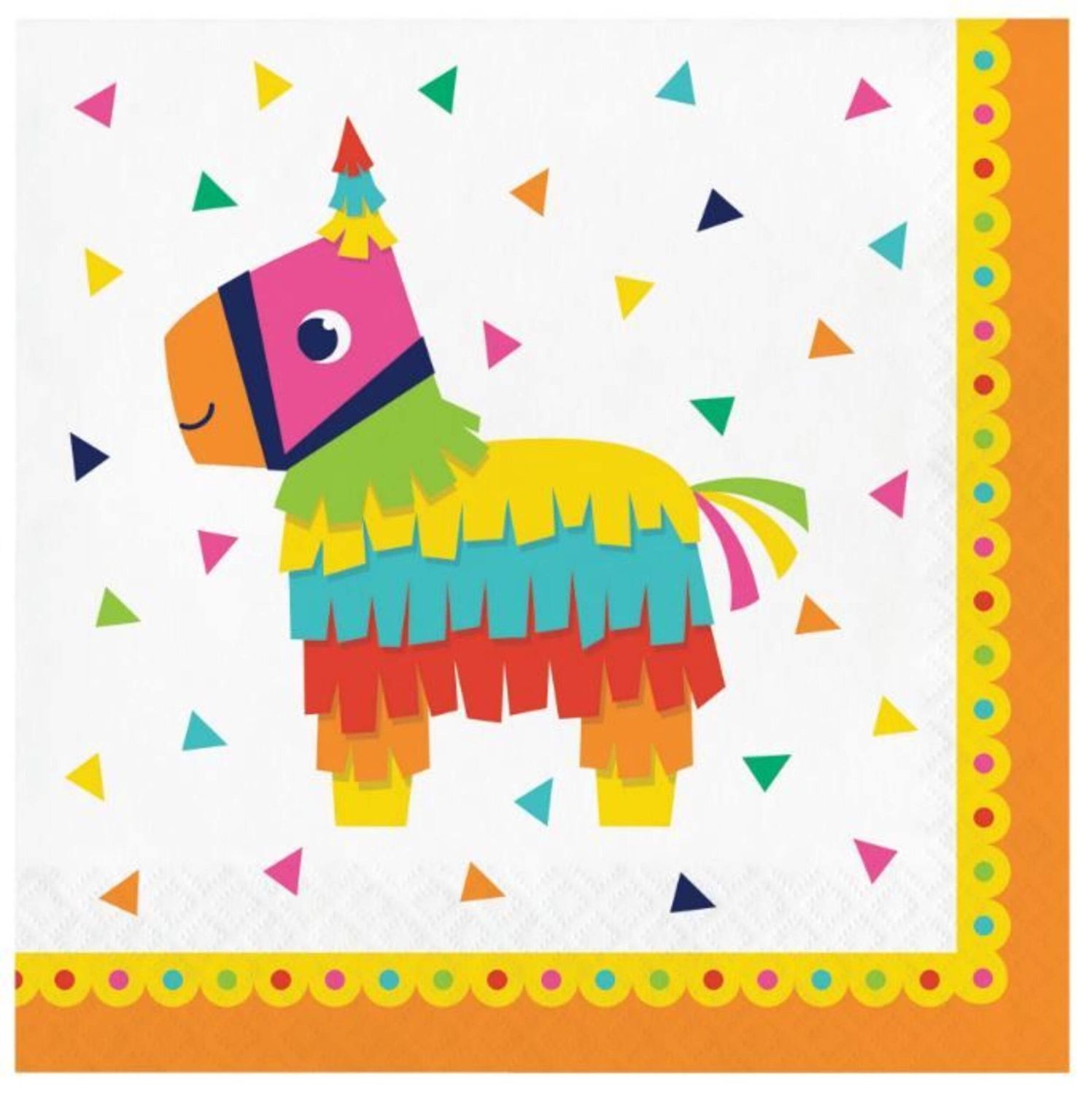 Fiesta Square Paper Disposable Lunch Napkins, Multi-Coloured, 6.5-in,16-pk, 2-ply