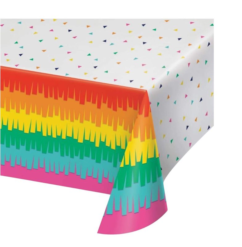 Fiesta Rectangle Plastic Reusable Table Cover, Multi-Coloured, 54x102-in