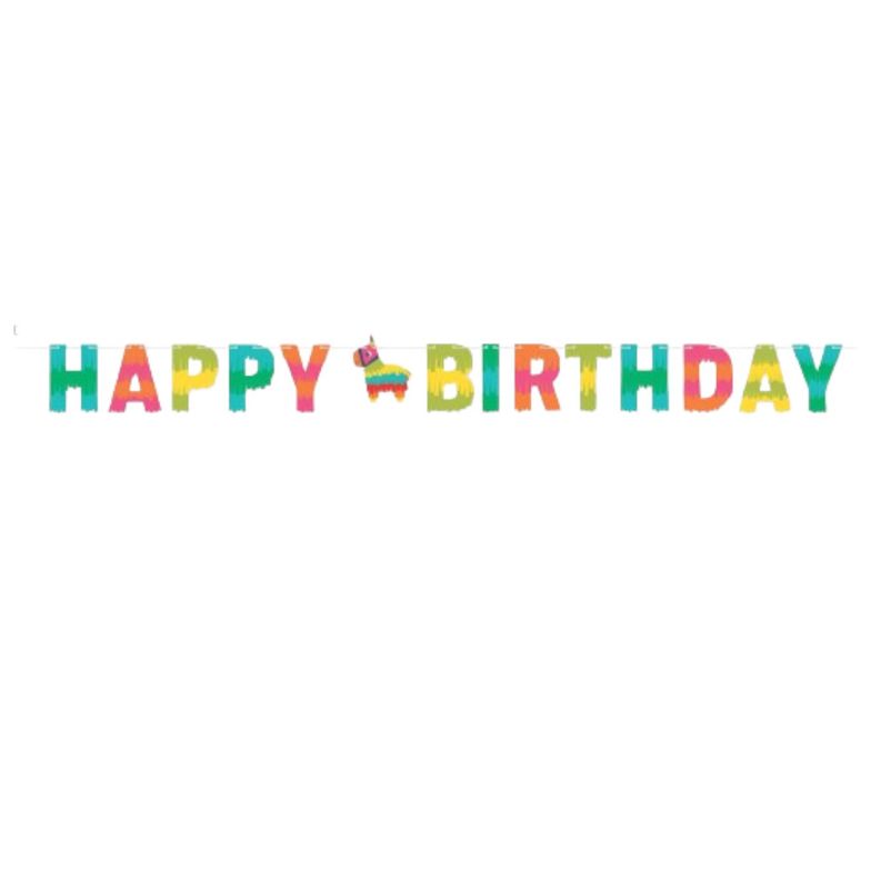 Fiesta &quot;Happy Birthday&quot; Hanging Garland Banner Decoration, Multi-Coloured, 96-in