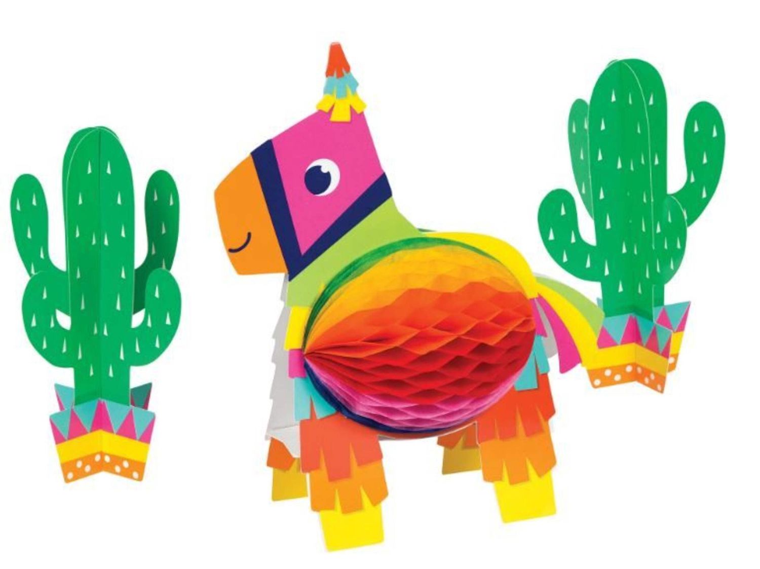 Fiesta Llama Sign Table Centerpiece Decorations, Multi-Coloured, 6.75-in