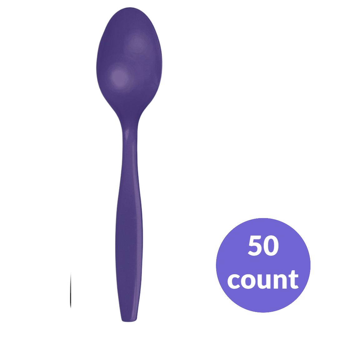 Purple Heavyweight Premium Plastic Spoons – 50 Count