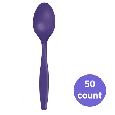 Purple Heavyweight Premium Plastic Spoons – 50 Count