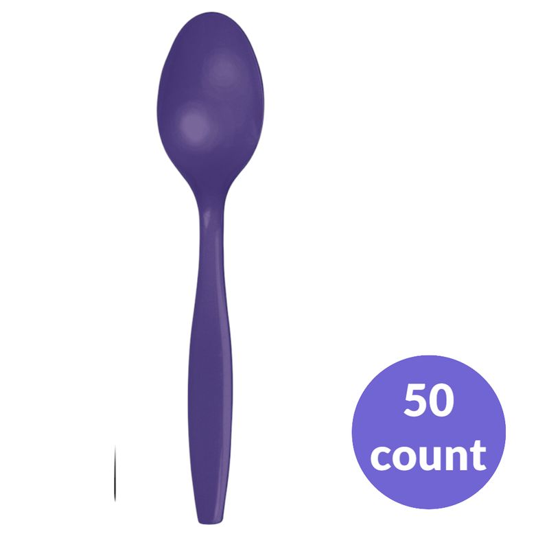 Purple Heavyweight Premium Plastic Spoons – 50 Count