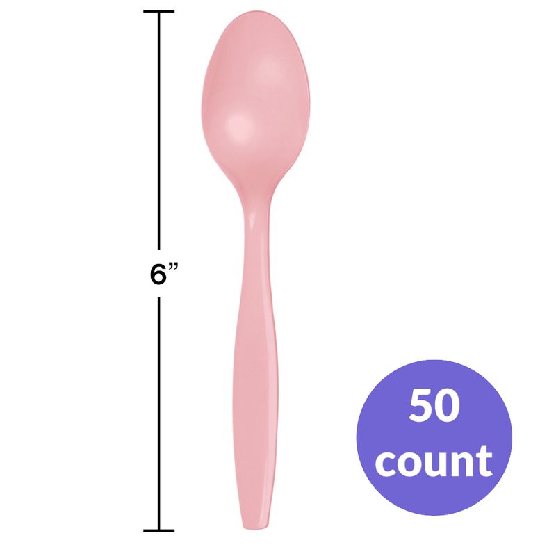 Pink Heavyweight Premium Plastic Spoons – 50 Count