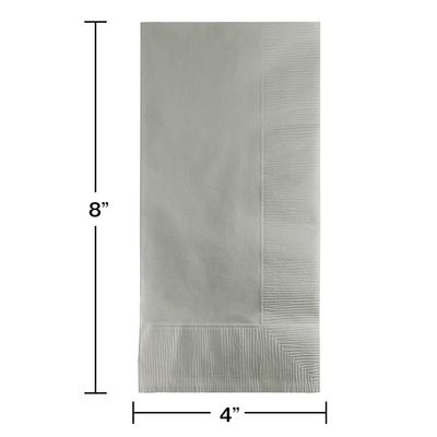 Silver Guest Towels – 2-Ply, 16" x 16", 50 Count per Package