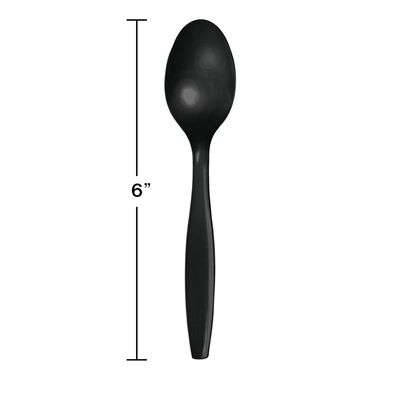 Black Heavyweight Premium Plastic Spoons – 50 Count