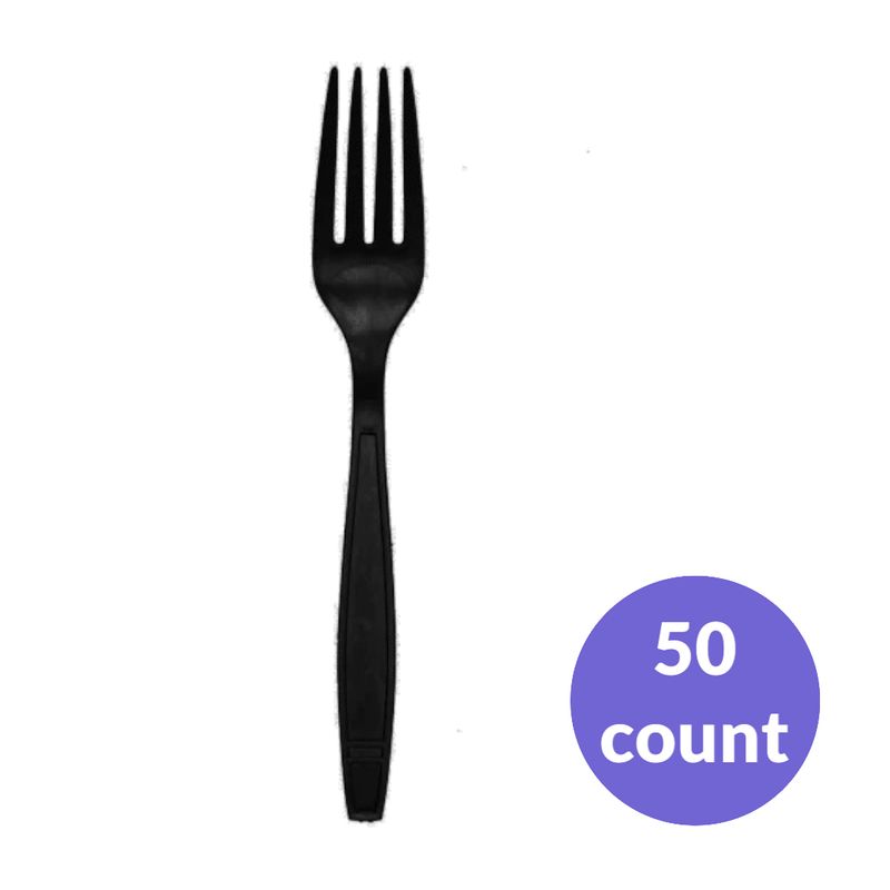 Black Heavyweight Premium Plastic Forks – 50 Count