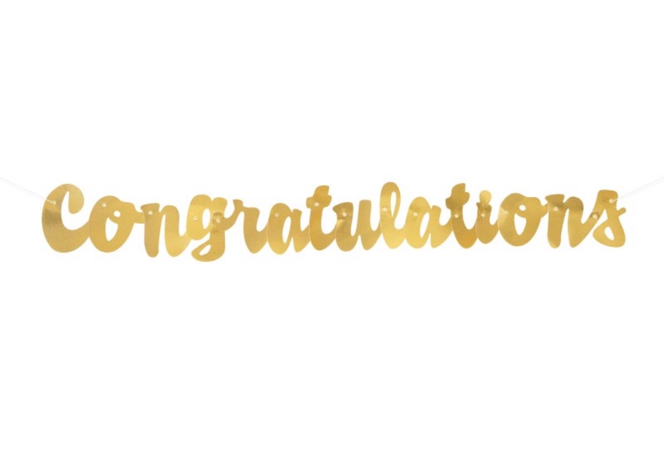 Gold Script “Congratulations” Banner