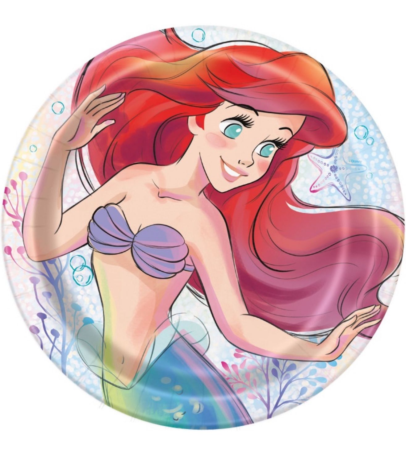 Disney ariel The Little Mermaid Round 9&quot; Dinner Plates  8ct