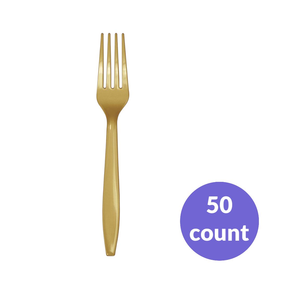 Gold Premium Heavyweight Plastic Forks – 50ct