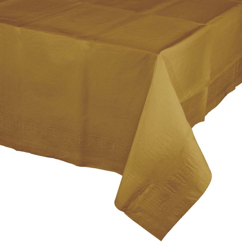 Gold Paper-Plastic Lined Tablecover – 54&quot; x 108&quot; (3-Ply)