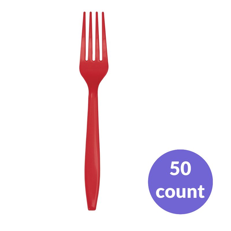 Red Premium Heavyweight Plastic Forks – 50ct