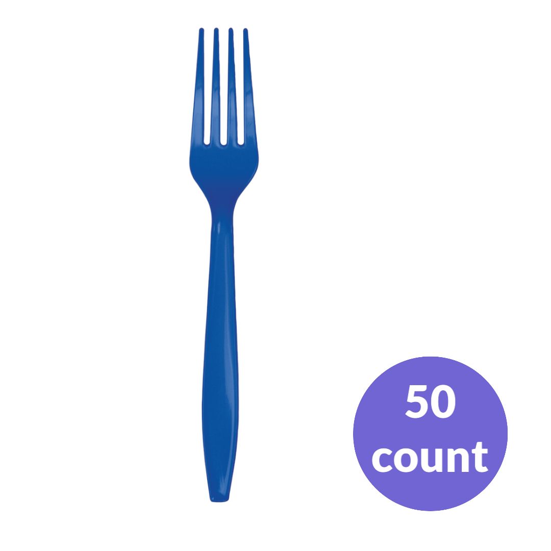 Royal Blue Premium Heavyweight Plastic Forks – 50ct