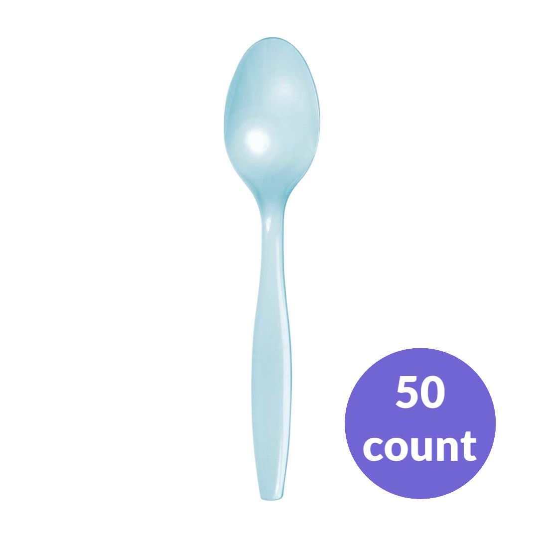 Baby-Blue Premium Heavyweight Plastic Spoons – 50ct