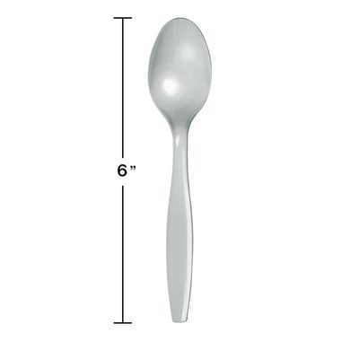 Silver Premium Heavyweight Plastic Spoons – 50ct
