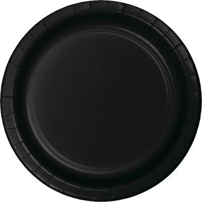 Black 7-Inch Dessert Paper Plates – 24ct