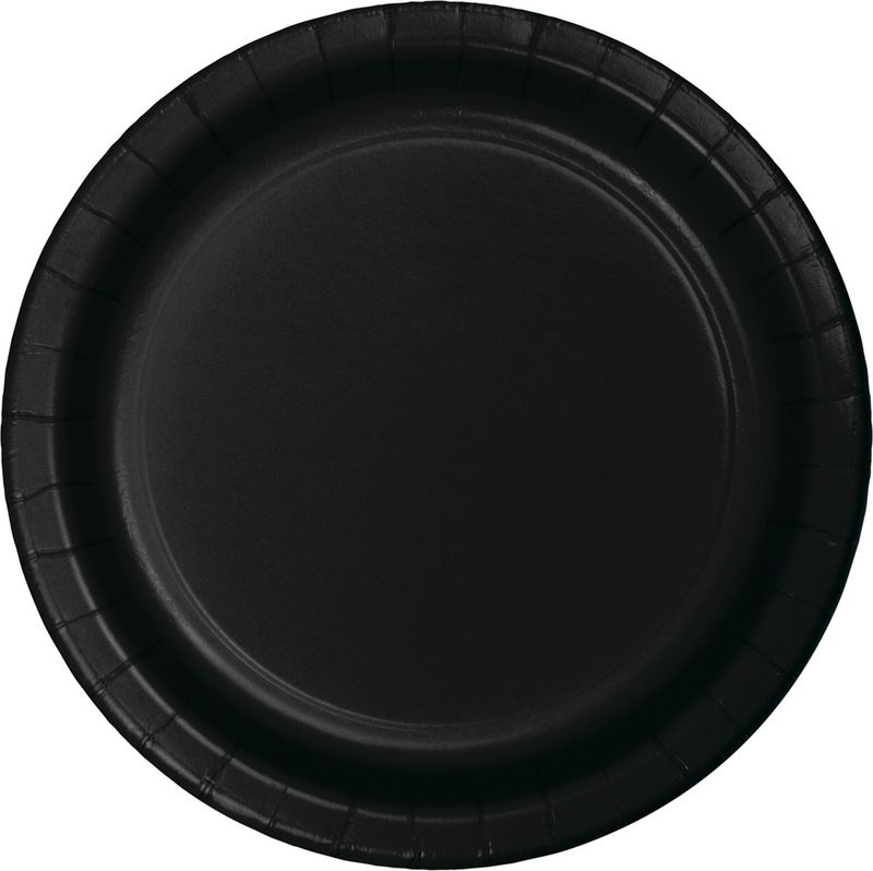 Black 7-Inch Dessert Paper Plates – 24ct