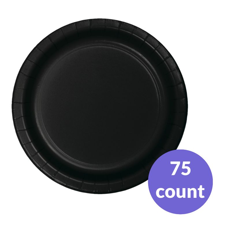 Black 7-Inch Dessert Paper Plates – 75ct