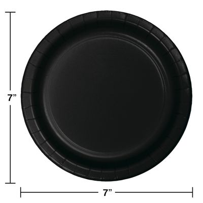 Black 7-Inch Dessert Paper Plates – 75ct