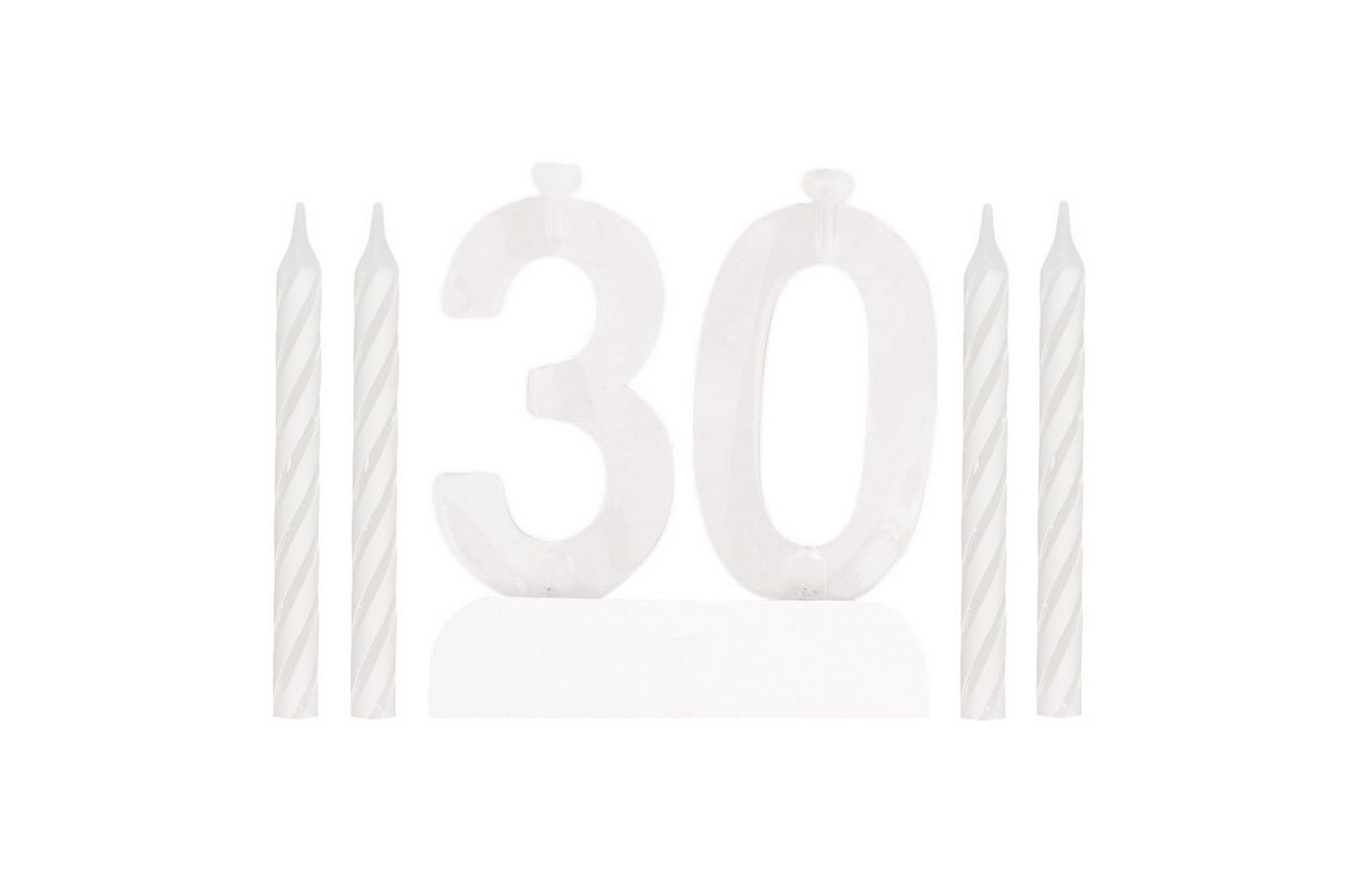 Number 30 Flashing Holder with Birthday Candles