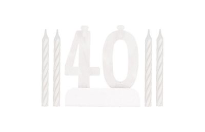 Number 40 Flashing Holder with Birthday Candles